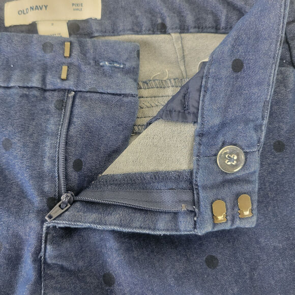Old Navy Womens Jeans 2 Blue Low Rise Pixie Ankle Polka Dot Denim W28 x L25 - Picture 11 of 15